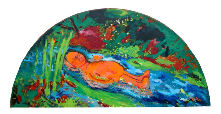 Jelly baby after Millais, 2013, 120x60cm, oil on wood