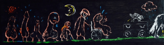 My funeral procession, 2015, 130x40cm, oil on linen