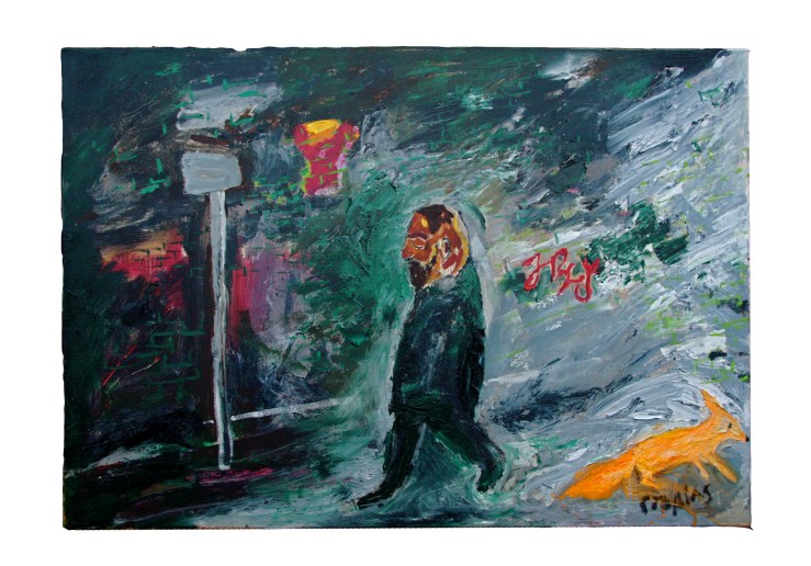 My neighbour on Google Street, 2014, 100x69cm, oil on canvas